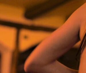 Striptease and lesbian sex scene of two movie stars from the horror movie Trauma (2017)