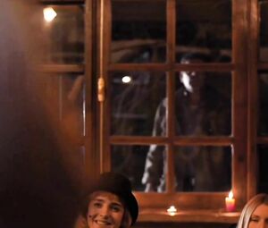 Striptease and lesbian sex scene of two movie stars from the horror movie Trauma (2017)