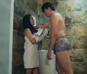 Oriental girl falls in love with man who gives cunnilingus and comes on her leg